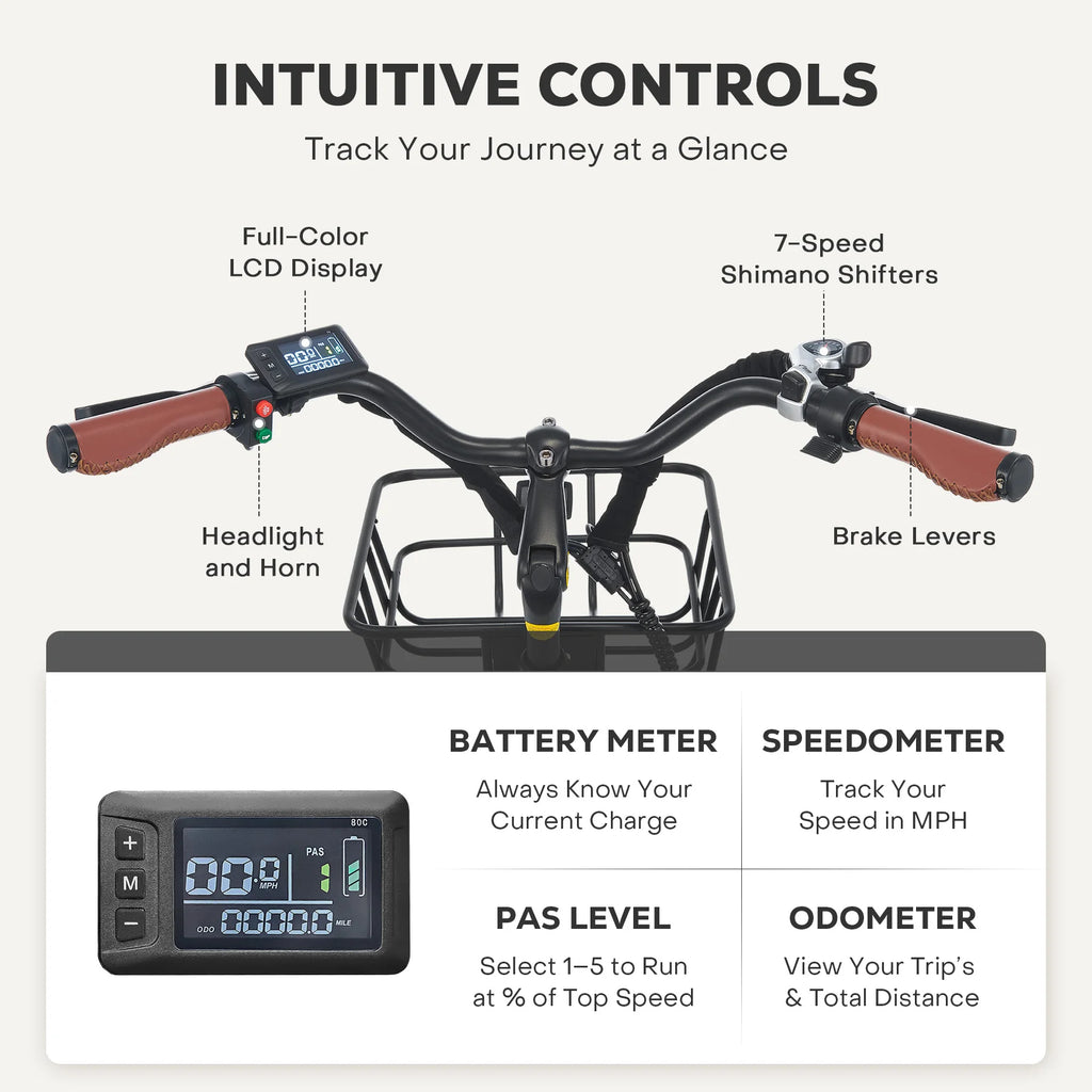 VIRIBUS 26" Electric Bike Bicyle 7 Speed Adults ebike for Women Women Bike Motor