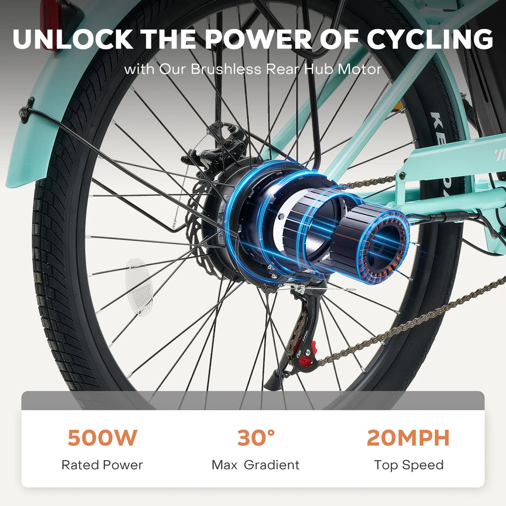 VIRIBUS 26" Electric Bike Bicyle 7 Speed Adults ebike for Women Women Bike Motor