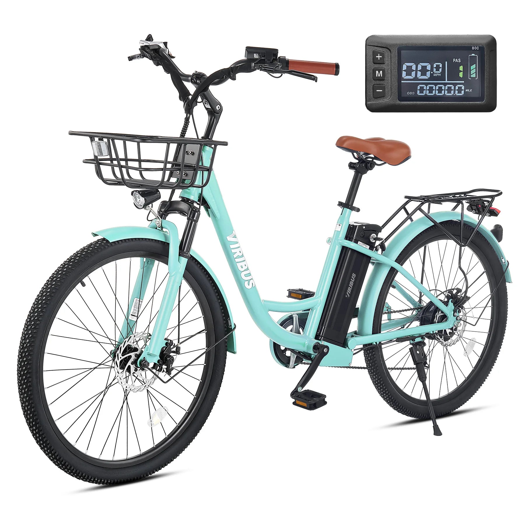 VIRIBUS 26" Electric Bike Bicyle 7 Speed Adults ebike for Women Women Bike Motor