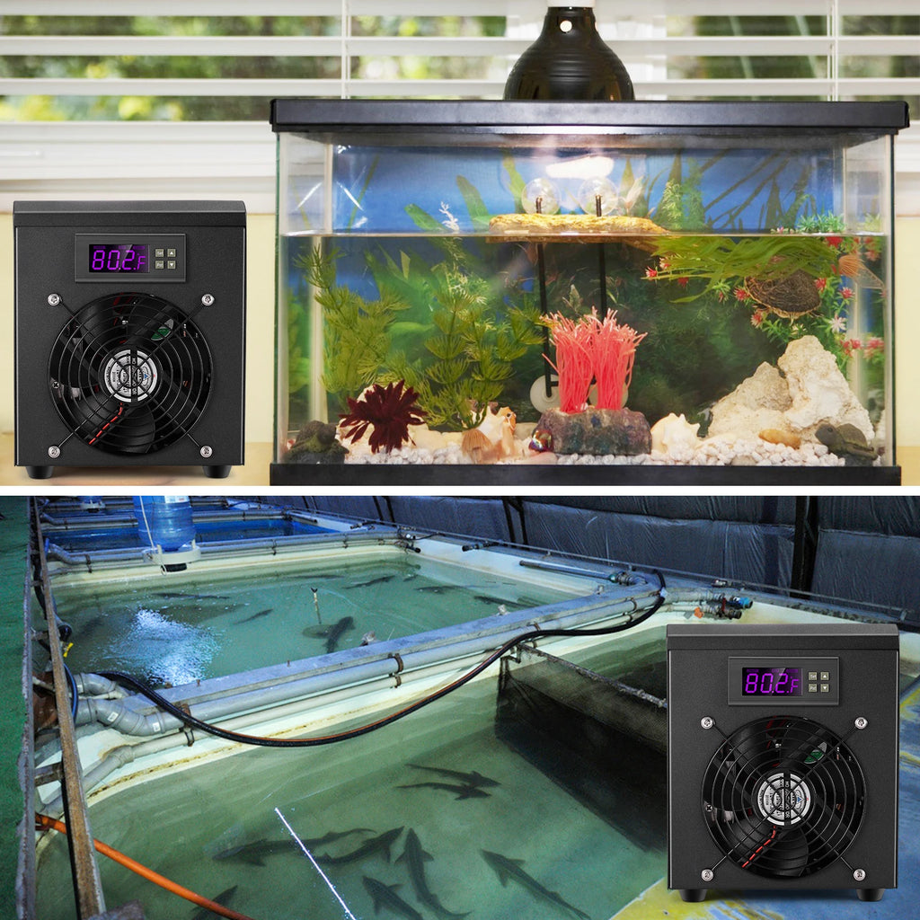 60L Aquarium Water Chiller Fish Tank Cooler Heater System 10-40℃ Temperature Setting Constant Quiet Home Fish Shrimp Breeding