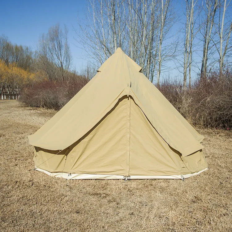 Luxury Outdoor PVC Canvas Bell Tent 4m 5m Safari Yurt Glamping with Mongolian Style Waterproof Feature