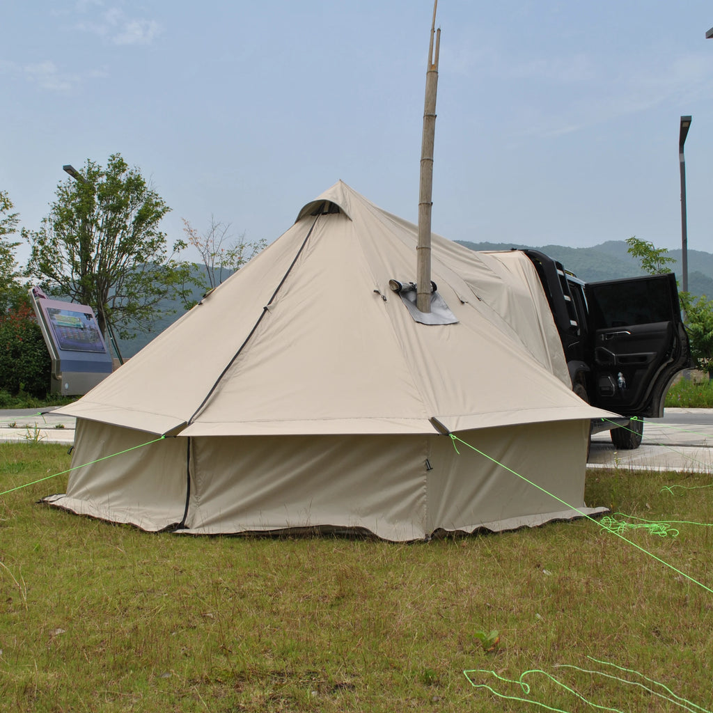 Car Rear Bell Yurt Tent with Stove Jack, Waterproof Luxury Car Rear Yurt Tent for Family Outdoor Camping,Car Rear Mongolian Tent