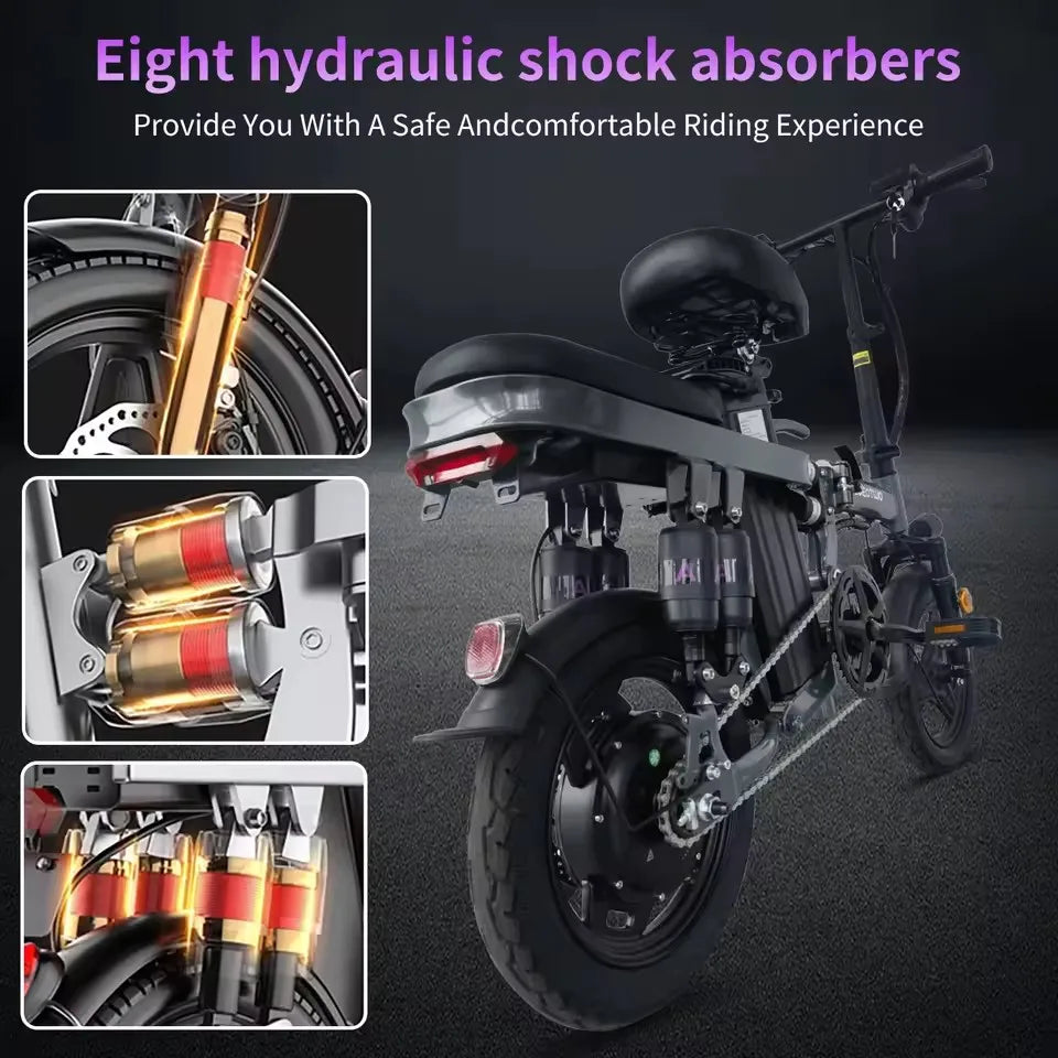 Electric Bikes for Adults,25MPH Fast Folding Ebike Bicycle With Shock Absorbers,600W Peak Motor,24-32Miles Commuter Ebikes