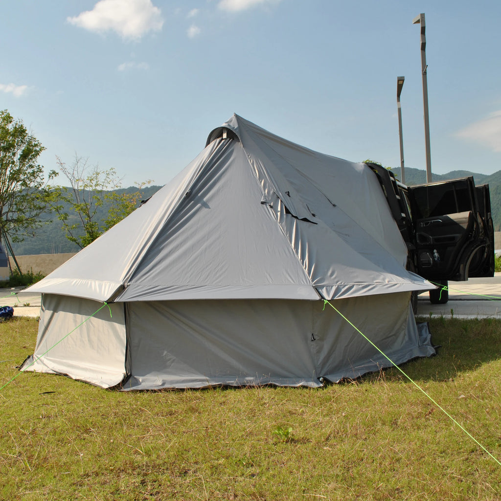 Car Rear Bell Yurt Tent with Stove Jack, Waterproof Luxury Car Rear Yurt Tent for Family Outdoor Camping,Car Rear Mongolian Tent