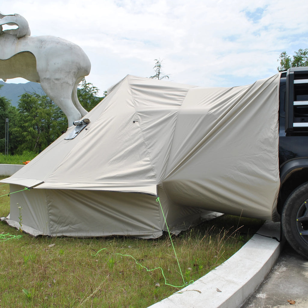 Car Rear Bell Yurt Tent with Stove Jack, Waterproof Luxury Car Rear Yurt Tent for Family Outdoor Camping,Car Rear Mongolian Tent
