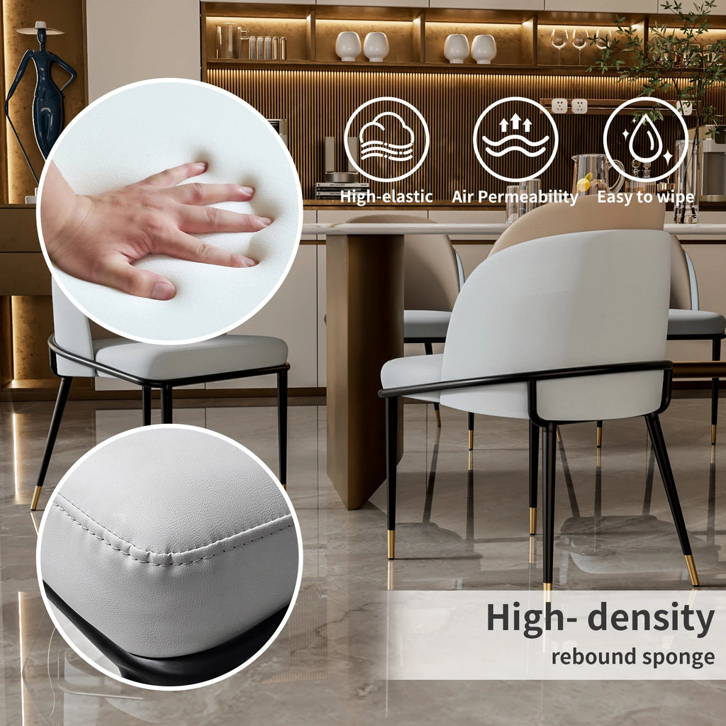 Set Of 2 Dining Chairs Luxurious Upholstered Dining Room Kitchen Chairs Microfiber Silicone Leather 2 Colors