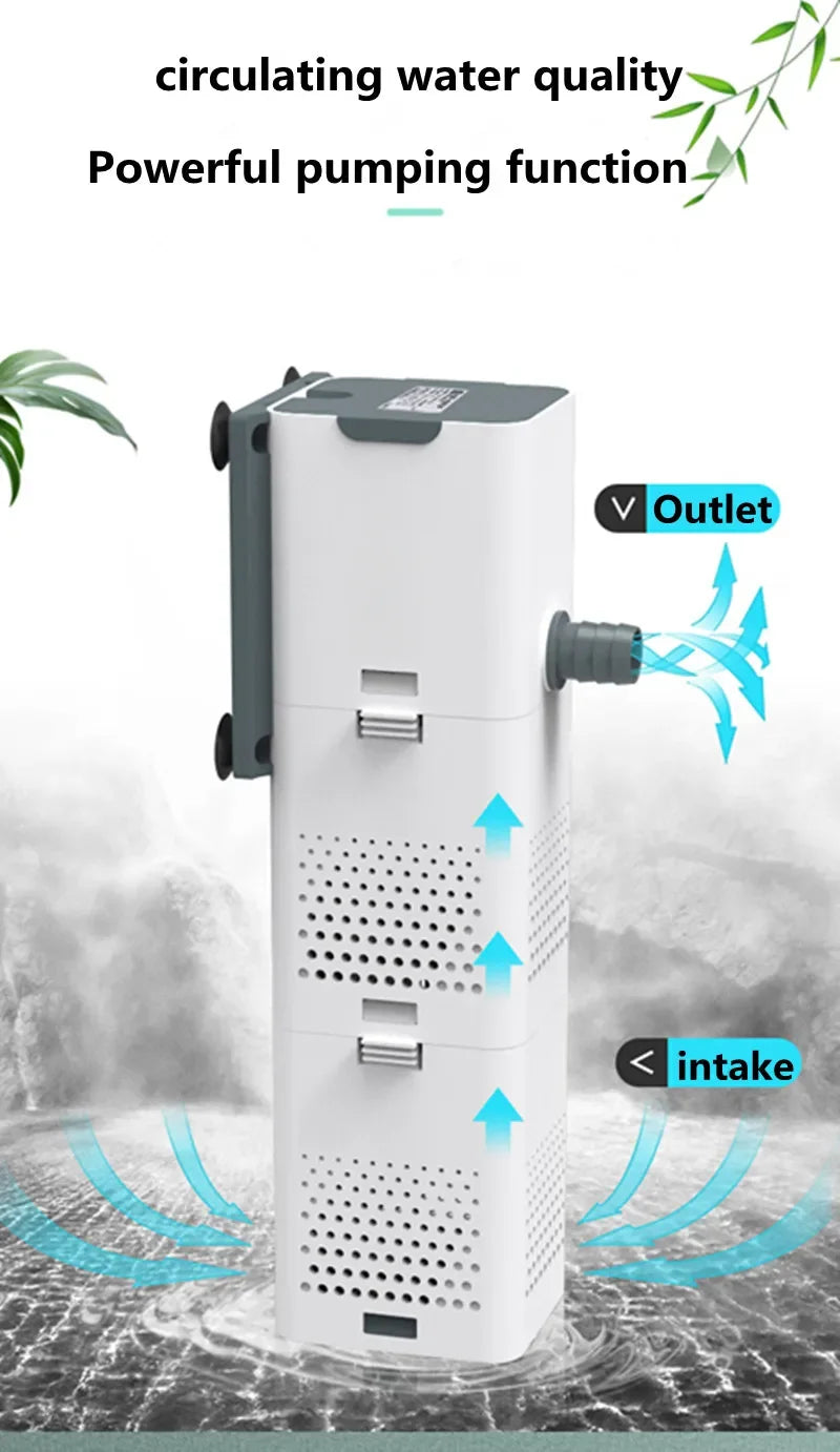 Aquarium 3 in 1 Filter for Aquarium Fish Tank Filter Mini Fish Tank Filter Aquarium Oxygen Submersible Water Purifier Aeration