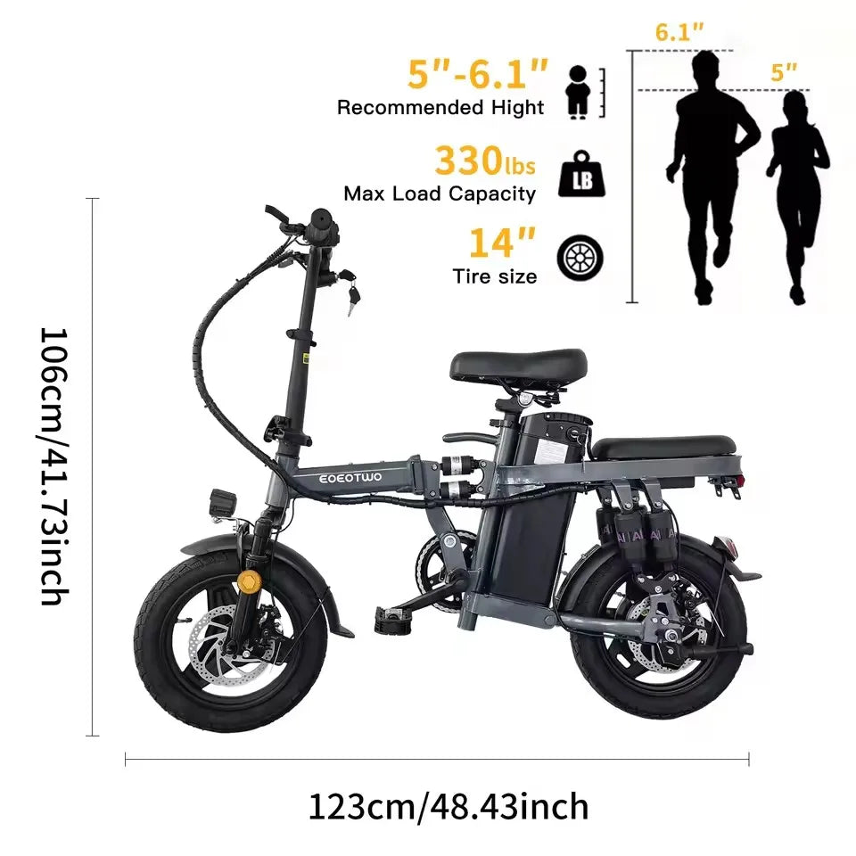 Electric Bikes for Adults,25MPH Fast Folding Ebike Bicycle With Shock Absorbers,600W Peak Motor,24-32Miles Commuter Ebikes