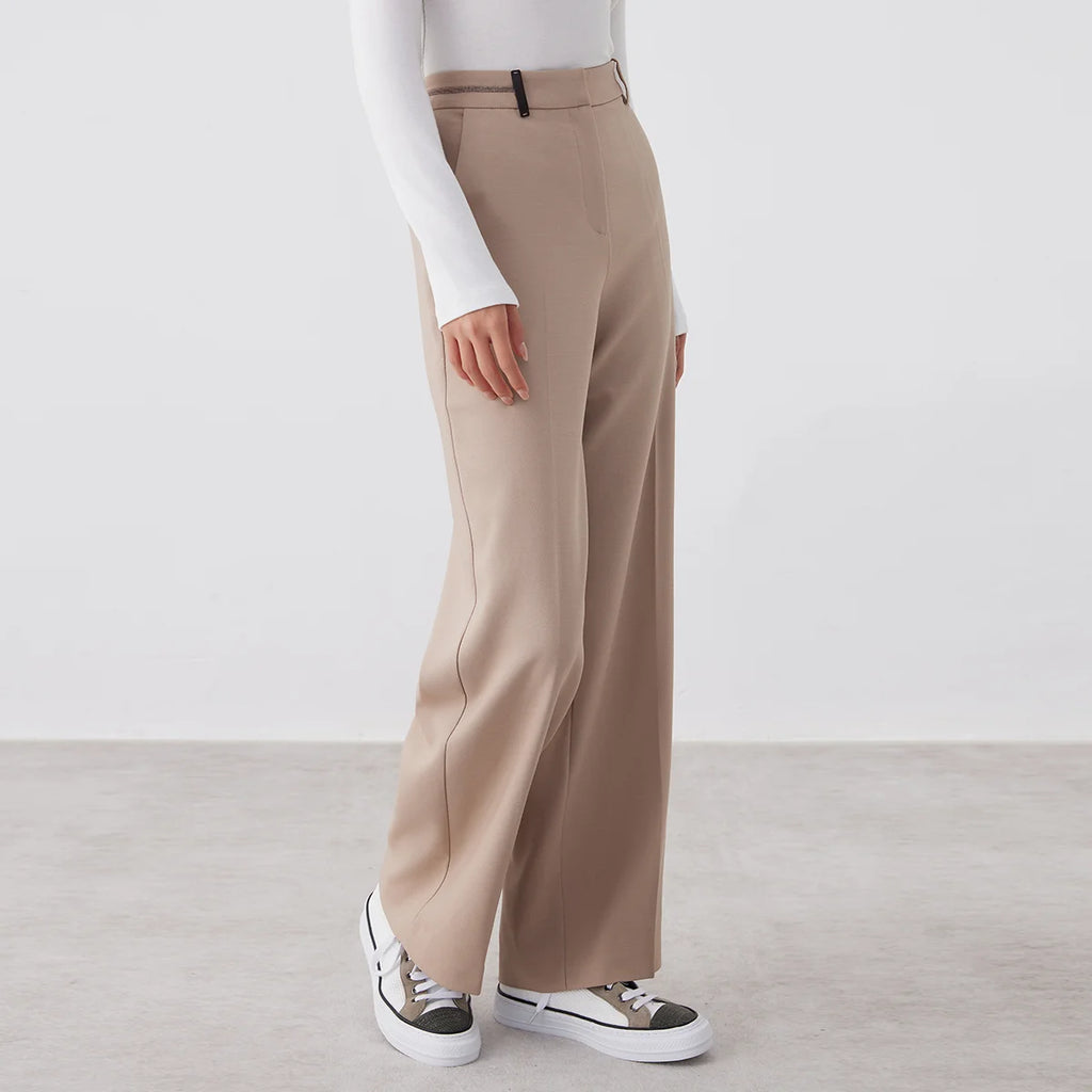 K2717L 40% Australian Wool Knit Pants High Quality Luxury Women's Clothing Autumn Winter Suit Trousers