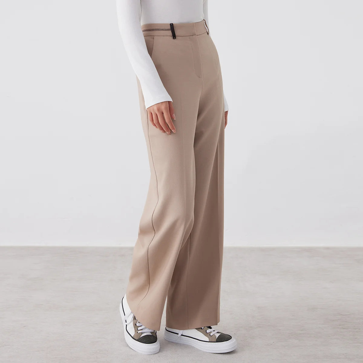 K2717L 40% Australian Wool Knit Pants High Quality Luxury Women's Clothing Autumn Winter Suit Trousers