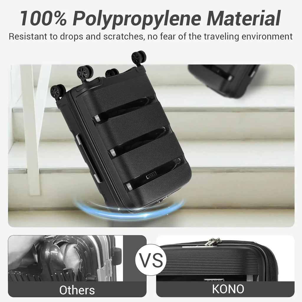 Kono Carry On Luggage 20 Inch Expandable 22x14x9 Airline Approved Hard Shell Travel Trolley 4 Spinner Wheels Lightweight