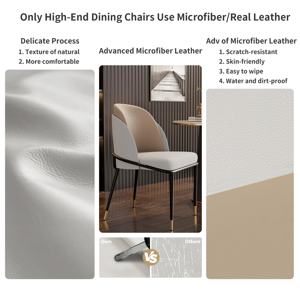 Set Of 2 Dining Chairs Luxurious Upholstered Dining Room Kitchen Chairs Microfiber Silicone Leather 2 Colors