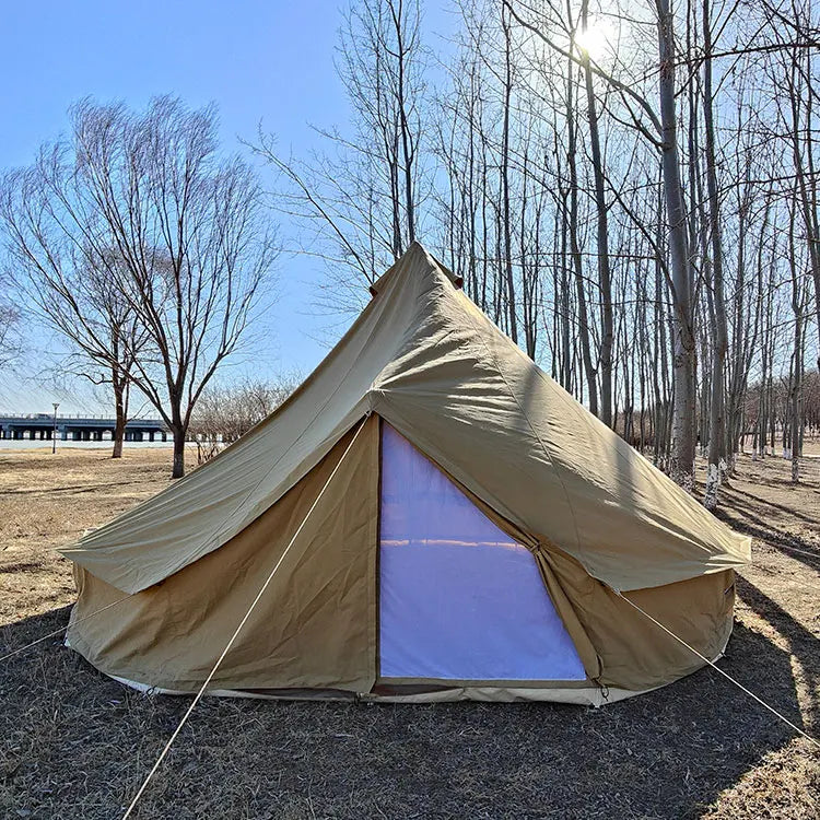 Luxury Outdoor PVC Canvas Bell Tent 4m 5m Safari Yurt Glamping with Mongolian Style Waterproof Feature