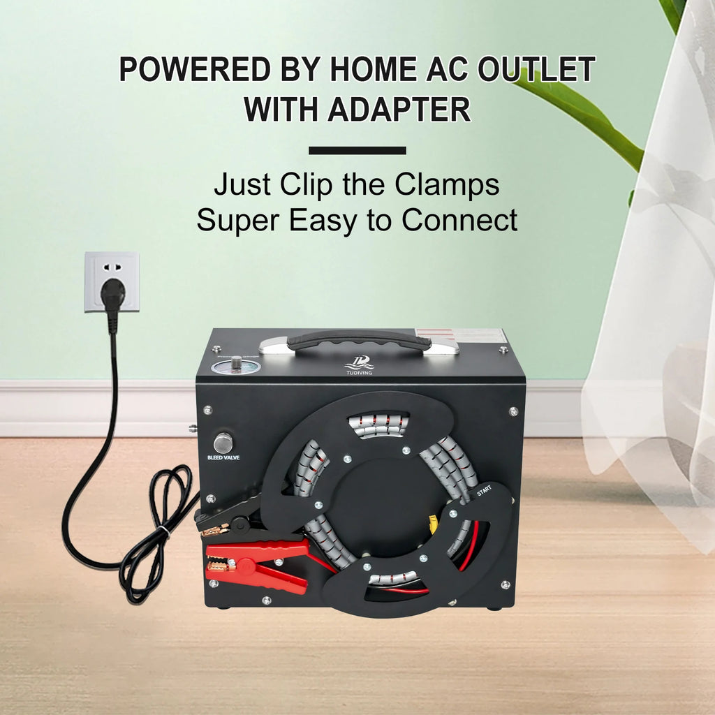 TUDIVING-Portable Pcp Air Compressor,4500Psi High Pressure Air Compressor Scuba Tank Compressor HPA Pump Fill Station (TXES062)