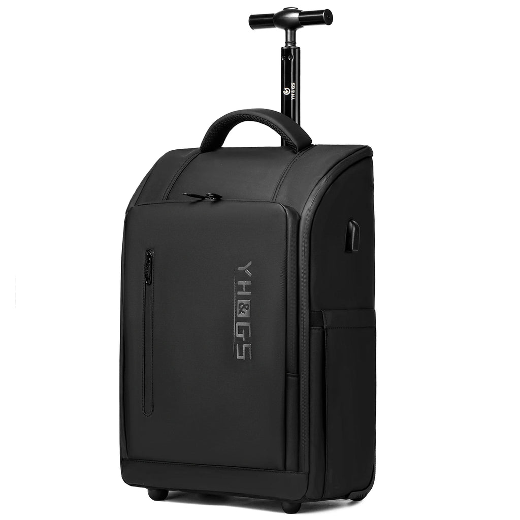 RUCYEN Rolling Backpack 15.6in Laptop Water Resistant Large Capacity Travel Luggage Wheeled Backpack with USB Shoulders Luggage