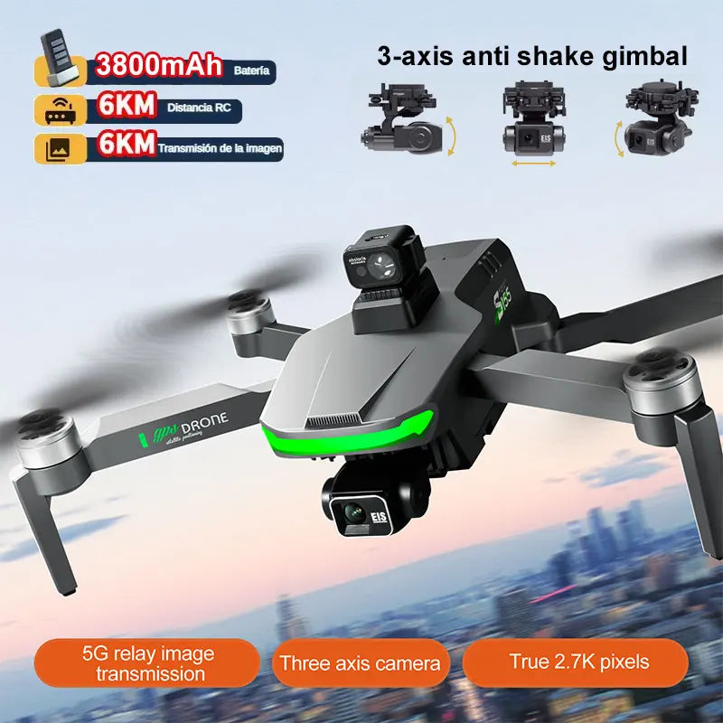 2025 GPS Drone 3-axis PTZ 6000M 360° Obstacle Avoidance 8K Dual HD Camera Dron 5G Brushless Motor Foldable Quadcopter Toys S155