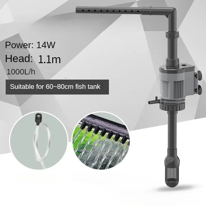 SUNSUN Silent EP Series Fish Tank 3-in-1 Filter Aquarium Submersible Water Pump Oxygenation Cycle 14W