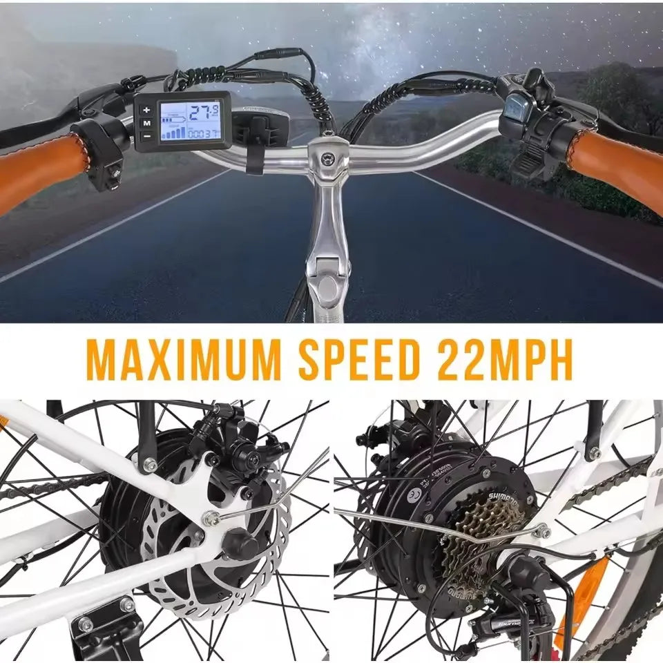 Electric Bike for Adults, 26" Ebikes, Peak 500W Electric Cruiser Bike with 36V 12.5Ah Removable Battery, 35km/h Electric Bicycle