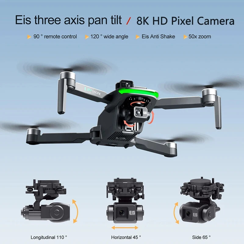 2025 GPS Drone 3-axis PTZ 6000M 360° Obstacle Avoidance 8K Dual HD Camera Dron 5G Brushless Motor Foldable Quadcopter Toys S155