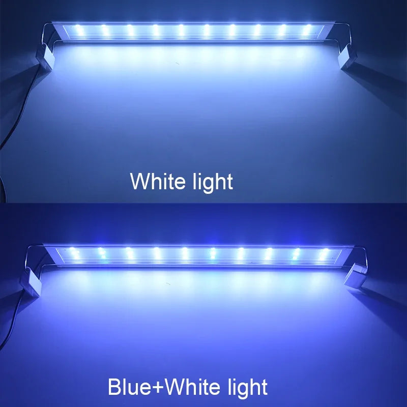 Aquarium LED Light Super Fish Tank Aquatic Plant Grow Lighting Waterproof Bright Clip Lamp Blue LED 18-72cm for Plants 220v