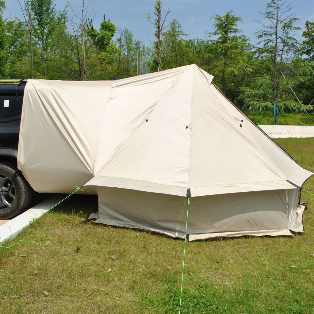 Car Rear Bell Yurt Tent with Stove Jack, Waterproof Luxury Car Rear Yurt Tent for Family Outdoor Camping,Car Rear Mongolian Tent