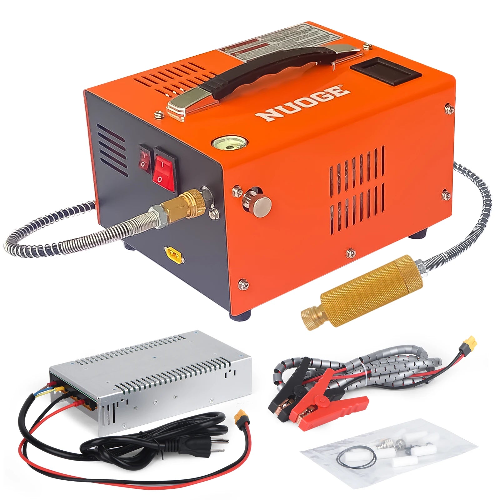 NUOGE 4500Psi 30Mbar PCP Air Compressor Pump 12V/110V/220V Power Oil/Water-Free High Pressure Apply To Diving Bottle