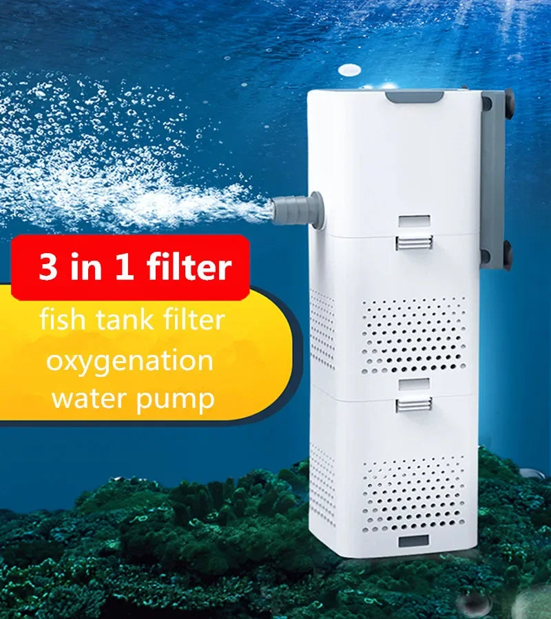 Aquarium 3 in 1 Filter for Aquarium Fish Tank Filter Mini Fish Tank Filter Aquarium Oxygen Submersible Water Purifier Aeration