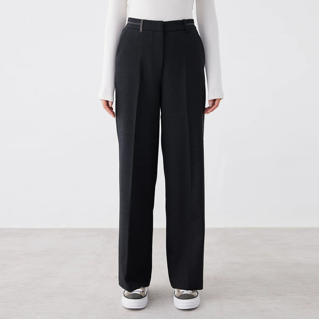 K2717L 40% Australian Wool Knit Pants High Quality Luxury Women's Clothing Autumn Winter Suit Trousers