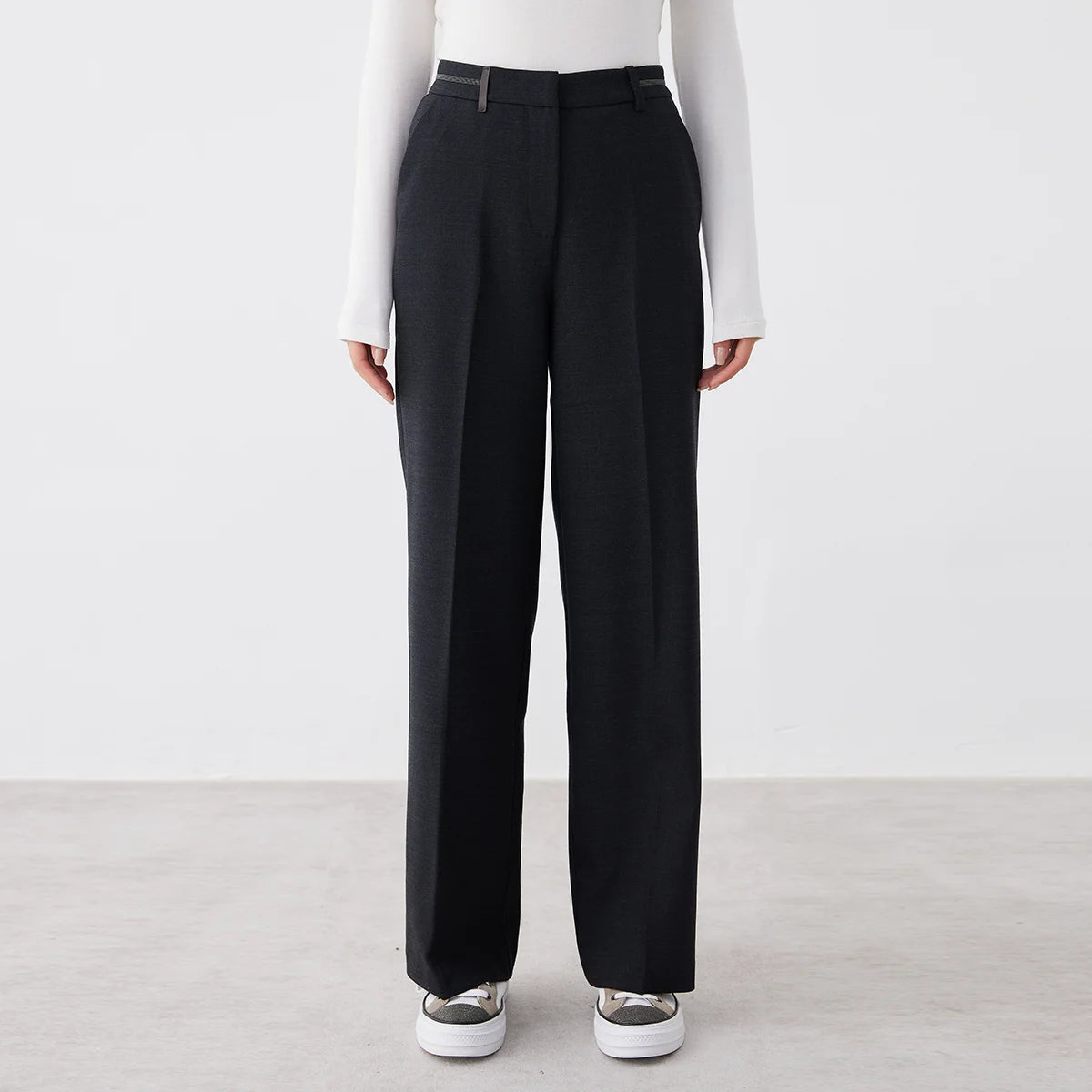 K2717L 40% Australian Wool Knit Pants High Quality Luxury Women's Clothing Autumn Winter Suit Trousers