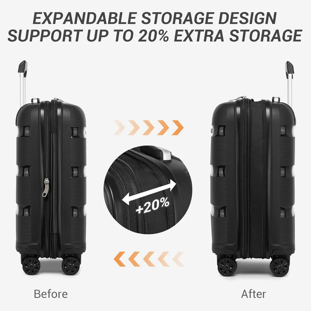 Kono Carry On Luggage 20 Inch Expandable 22x14x9 Airline Approved Hard Shell Travel Trolley 4 Spinner Wheels Lightweight