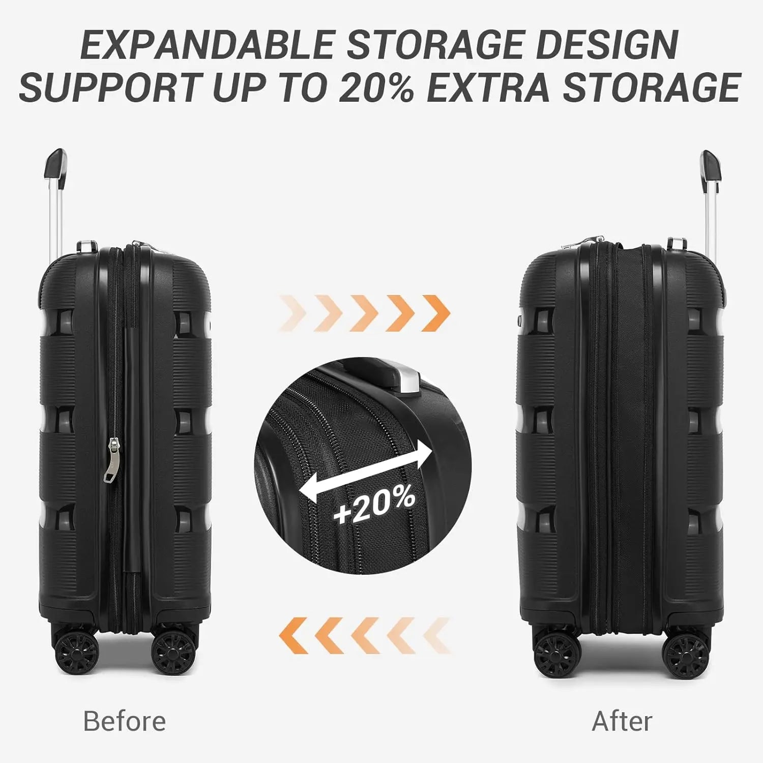 Kono Carry On Luggage 20 Inch Expandable 22x14x9 Airline Approved Hard Shell Travel Trolley 4 Spinner Wheels Lightweight