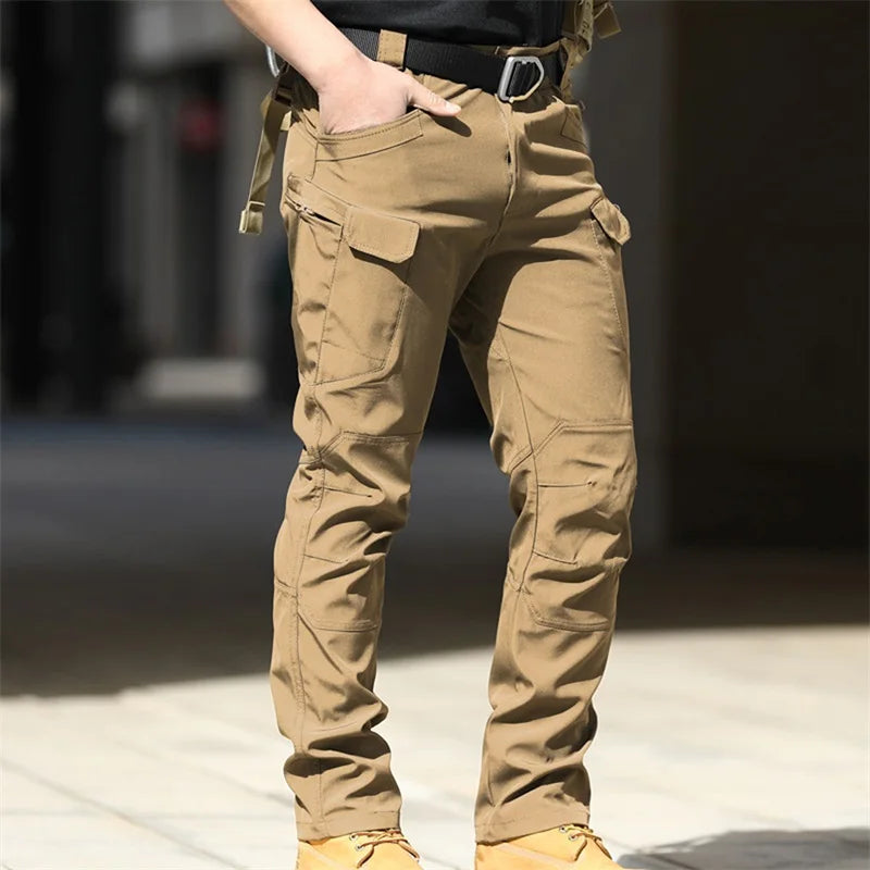 Men Fashion Cargo Pants Solid Color Multi-Pockets Waterproof Trousers Fall Casual Jogger Pants Sweatpants