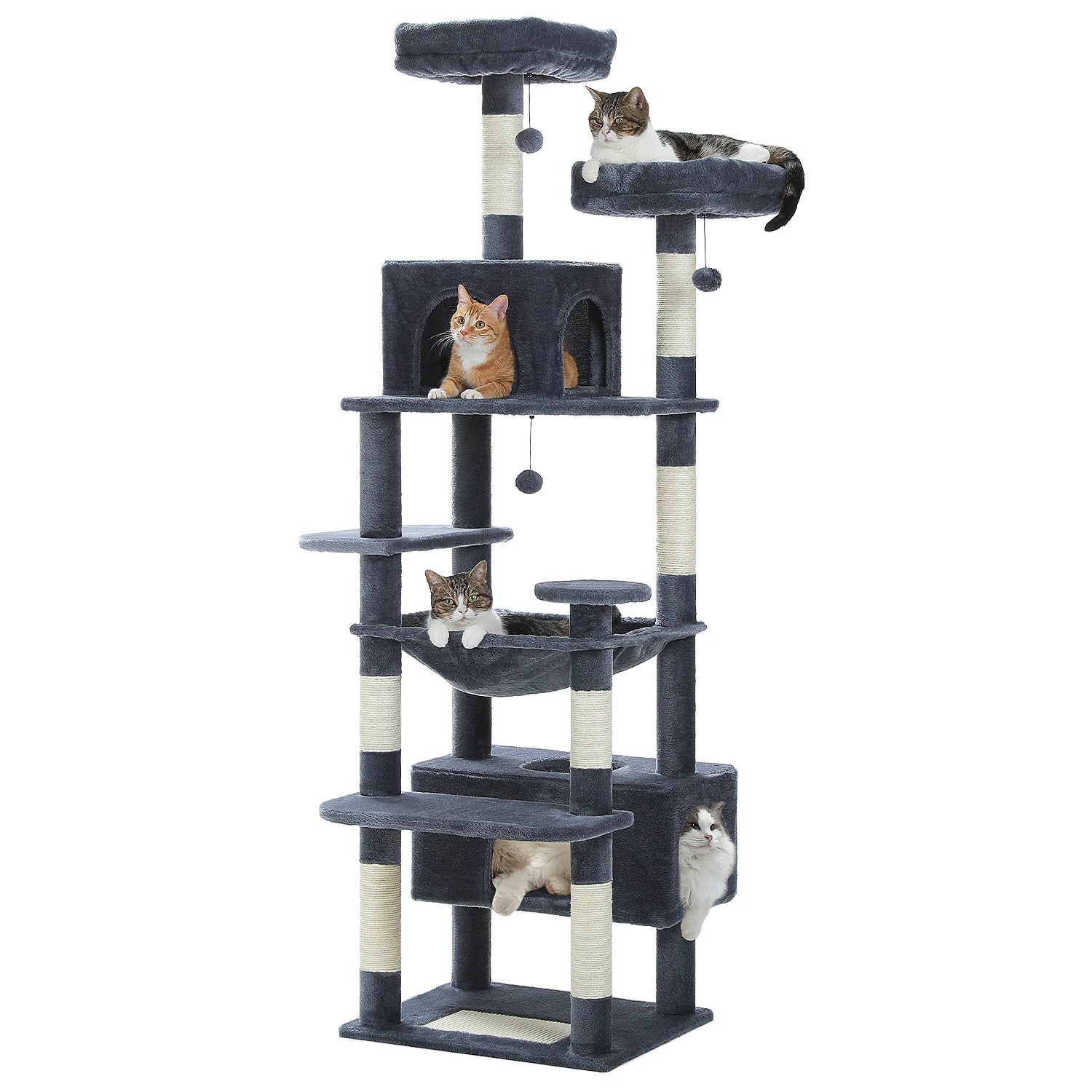 Large Cat Tree and Tower for Indoor Cats With Sisal-Covered Scratching Posts Spacious Hammock Padded Perches and Condos Cat Toys