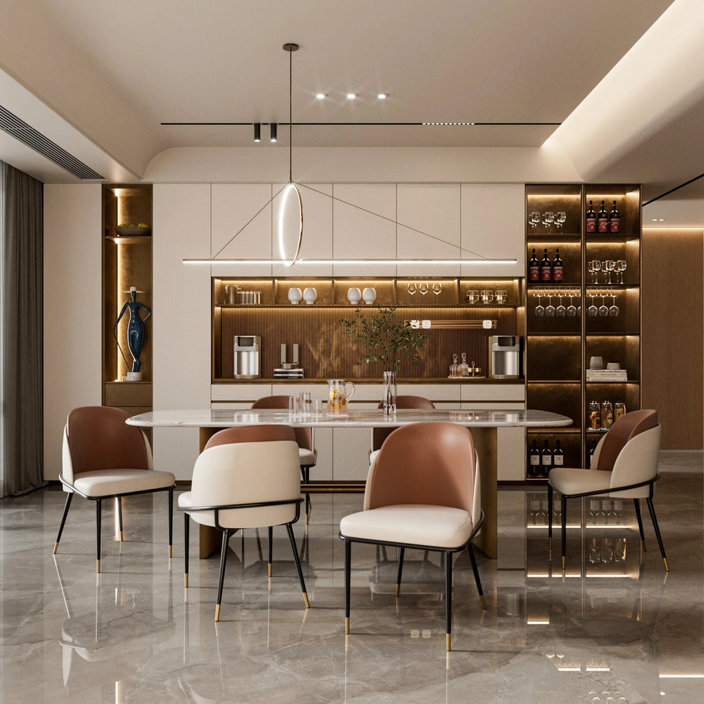 Set Of 2 Dining Chairs Luxurious Upholstered Dining Room Kitchen Chairs Microfiber Silicone Leather 2 Colors