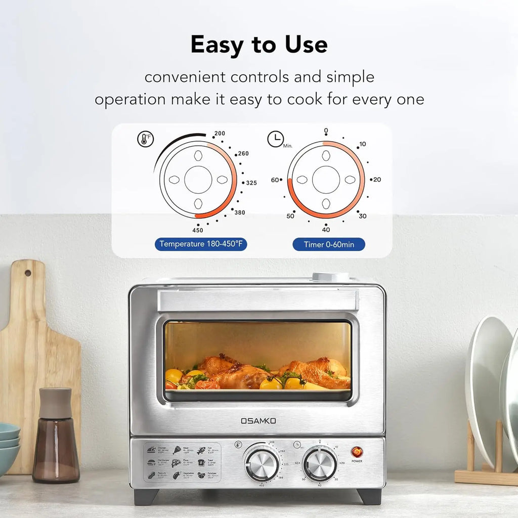 6-in-1 Air Fryer Toaster Oven Combo, 12L Air Fryer with Steam Infusion, Mild Steaming Convection Toaster Oven with Fast Preheat,