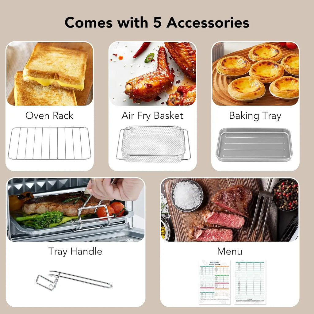 6-in-1 Air Fryer Toaster Oven Combo, 12L Air Fryer with Steam Infusion, Mild Steaming Convection Toaster Oven with Fast Preheat,