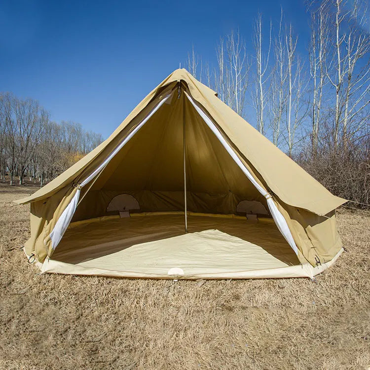 Luxury Outdoor PVC Canvas Bell Tent 4m 5m Safari Yurt Glamping with Mongolian Style Waterproof Feature