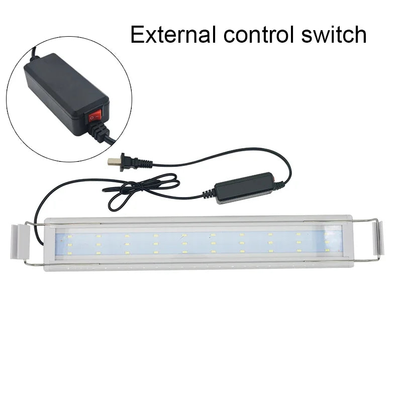Aquarium LED Light Super Fish Tank Aquatic Plant Grow Lighting Waterproof Bright Clip Lamp Blue LED 18-72cm for Plants 220v