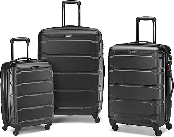 Samsonite Omni PC Hardside Expandable Luggage with Spinner Wheels, Black, 3-Piece Set (20/24/28)