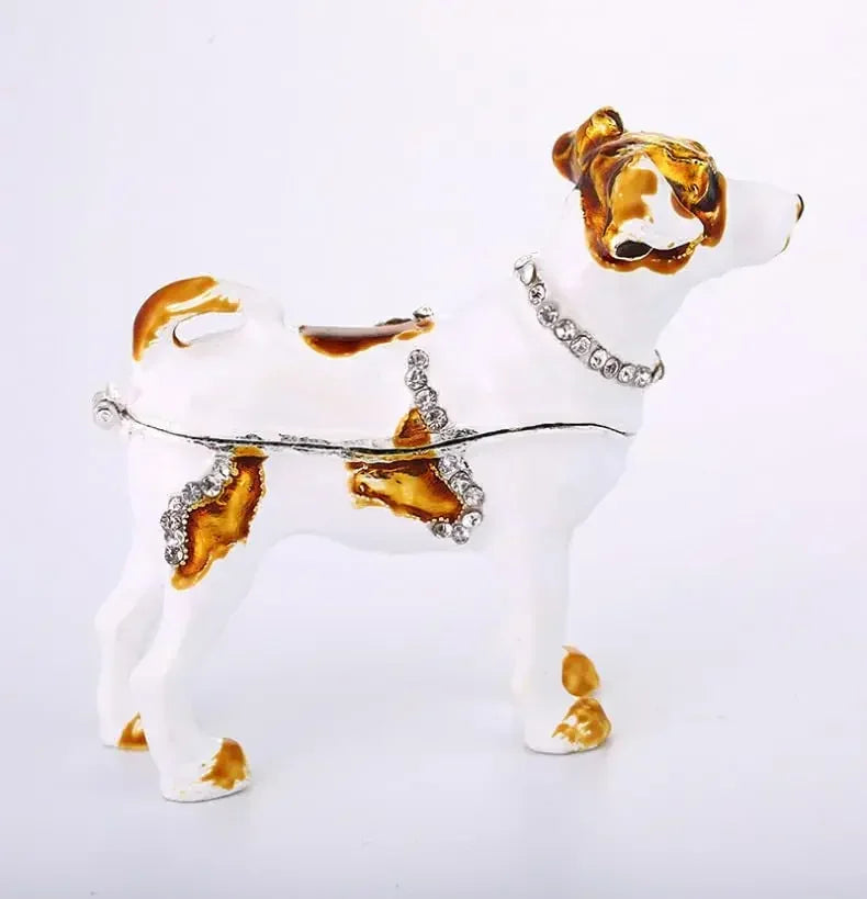 Metal Crafts Creative Jewelry Dog Alloy Jewelry Box Home Style Colored Paintings Inlaid Diamonds Dog Home Decoration Ornaments