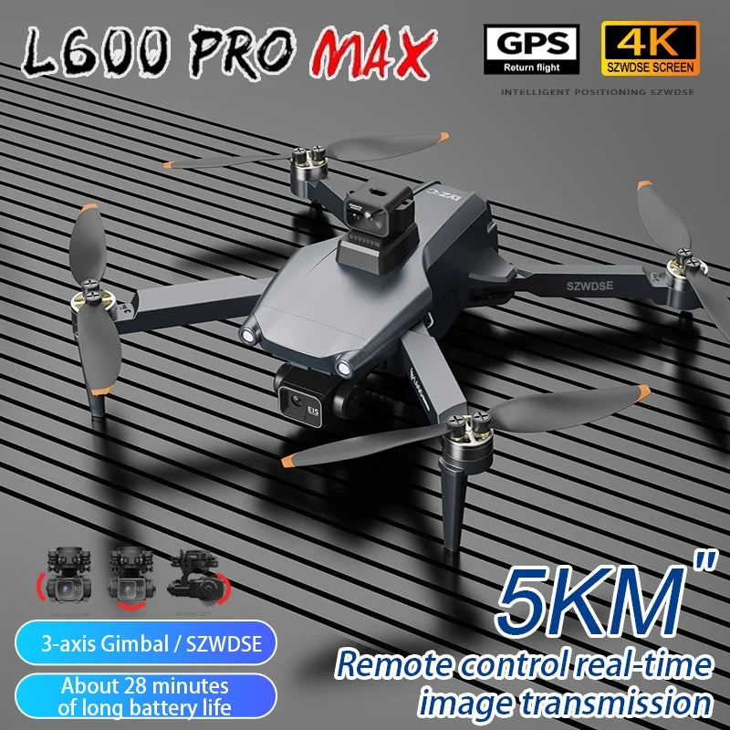 New L600 PRO MAX / PRO GPS Drone Professional 4K Camera 3-axis Gimbal Aerial FPV Brush Avoiding Obstacle Folding Quadcopter Dron