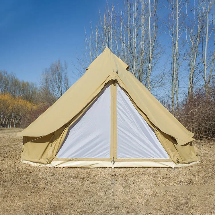 Luxury Outdoor PVC Canvas Bell Tent 4m 5m Safari Yurt Glamping with Mongolian Style Waterproof Feature