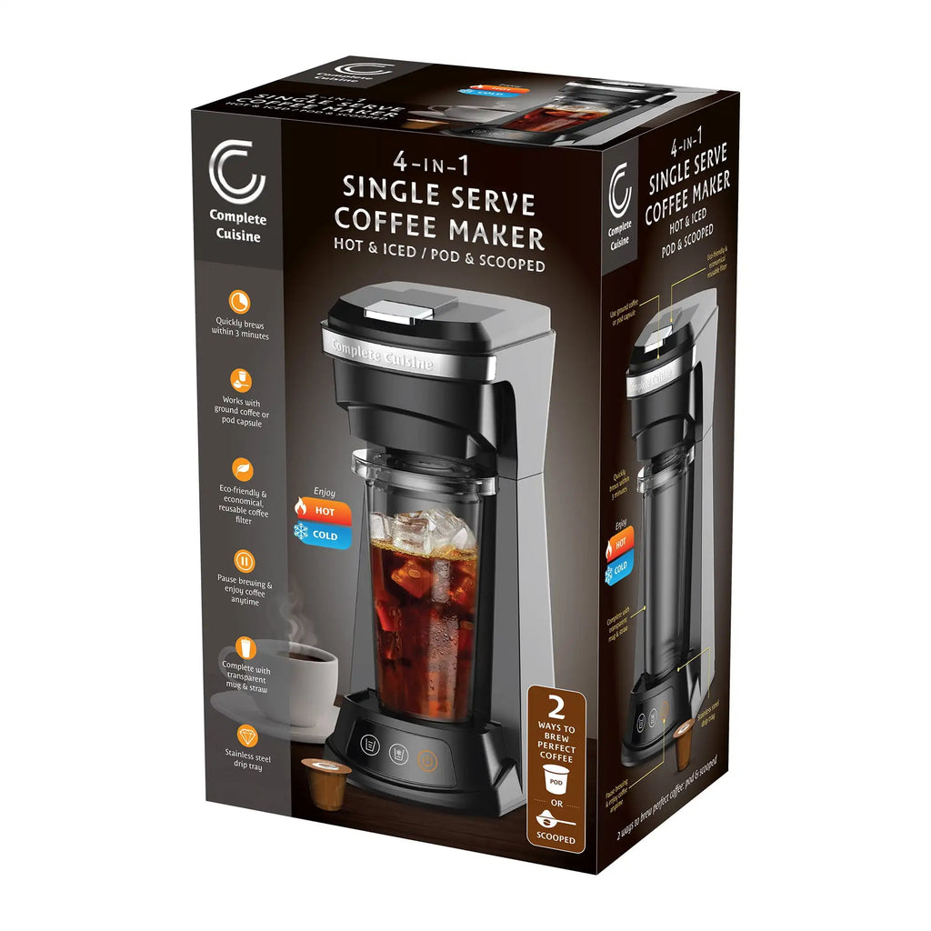 4-in-1 Single Serve Coffee Maker Hot & Iced/Pod & Scooped