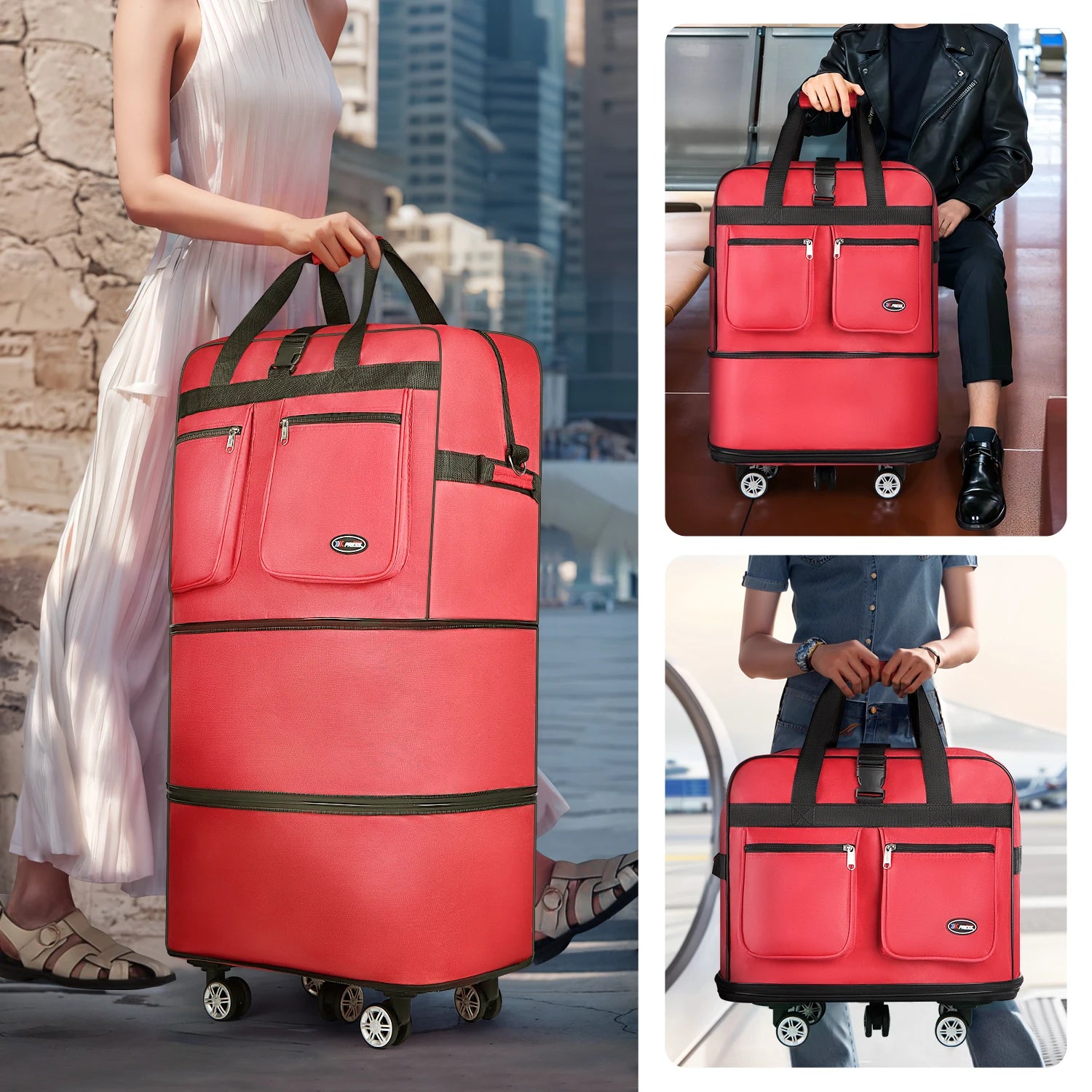 30/36/40 Inch Foldable Expandable Suitcase Bag Water-resistant Large Capacity Rolling Travel Luggage Bag For Moving Storage