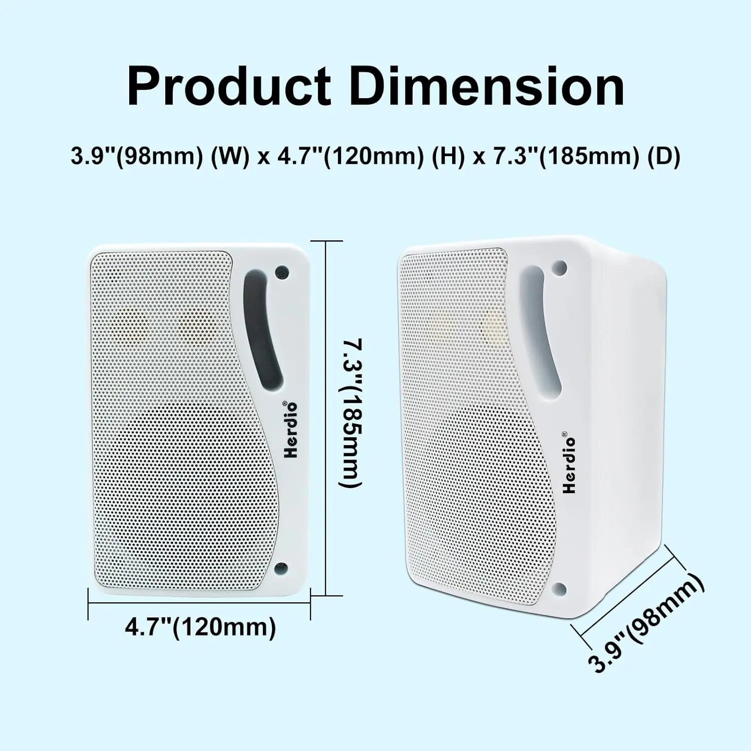 Herdio 3.5'' 2PCS Passive Outdoor Speakers Wired Waterproof 200W 3 Way Premium Mountable Wall Mount Speakers With Superior Sound