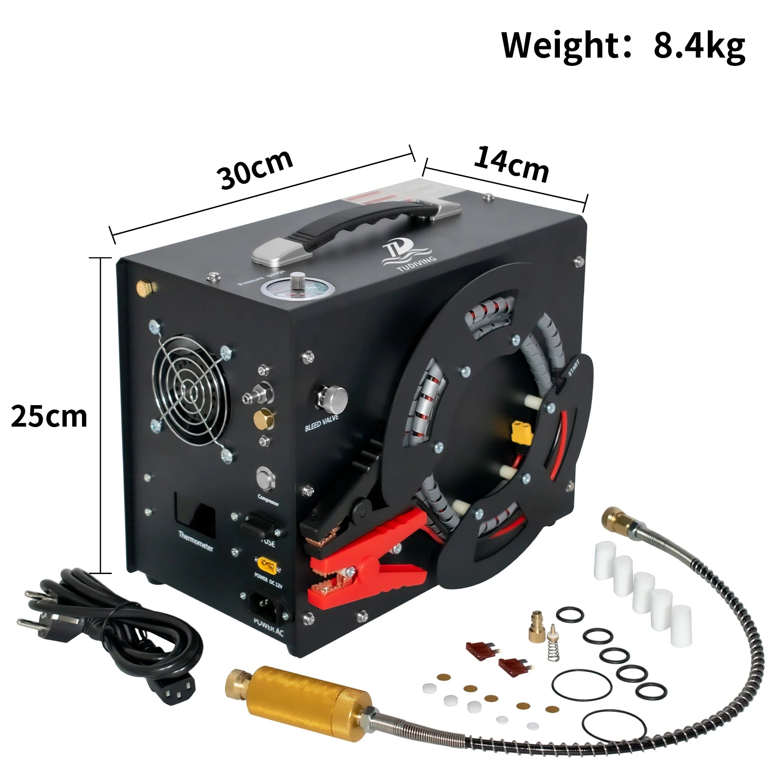 TUDIVING-Portable Pcp Air Compressor,4500Psi High Pressure Air Compressor Scuba Tank Compressor HPA Pump Fill Station (TXES062)