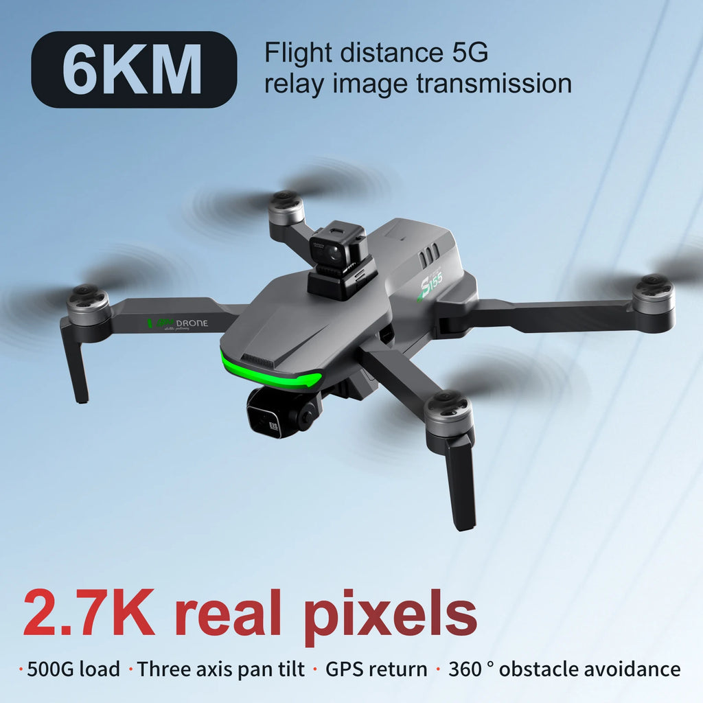 2025 GPS Drone 3-axis PTZ 6000M 360° Obstacle Avoidance 8K Dual HD Camera Dron 5G Brushless Motor Foldable Quadcopter Toys S155