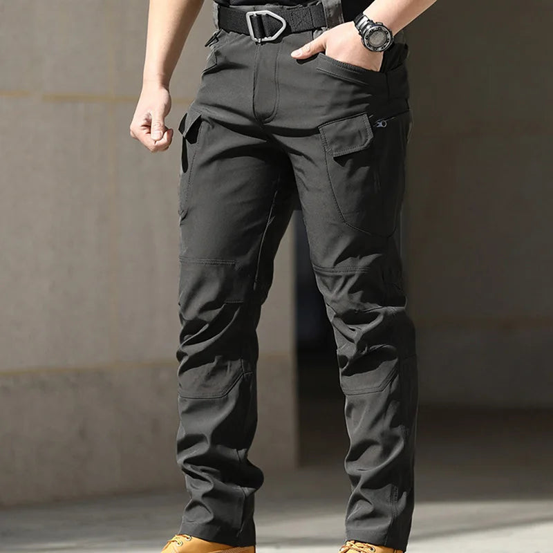 Men Fashion Cargo Pants Solid Color Multi-Pockets Waterproof Trousers Fall Casual Jogger Pants Sweatpants