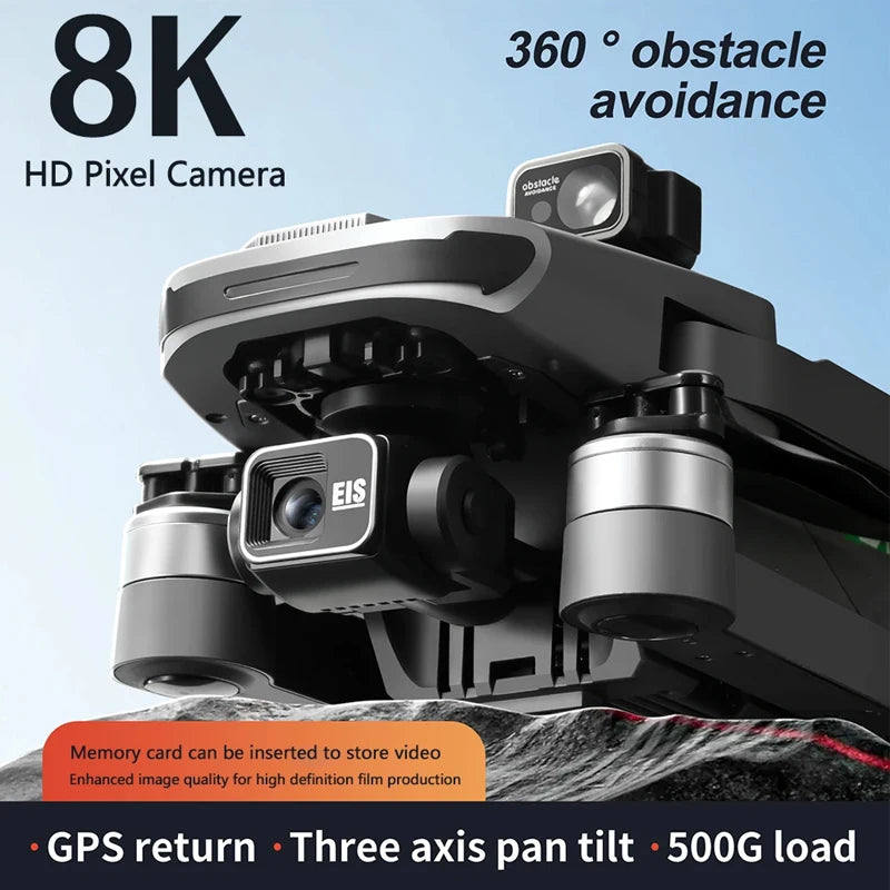 2025 GPS Drone 3-axis PTZ 6000M 360° Obstacle Avoidance 8K Dual HD Camera Dron 5G Brushless Motor Foldable Quadcopter Toys S155