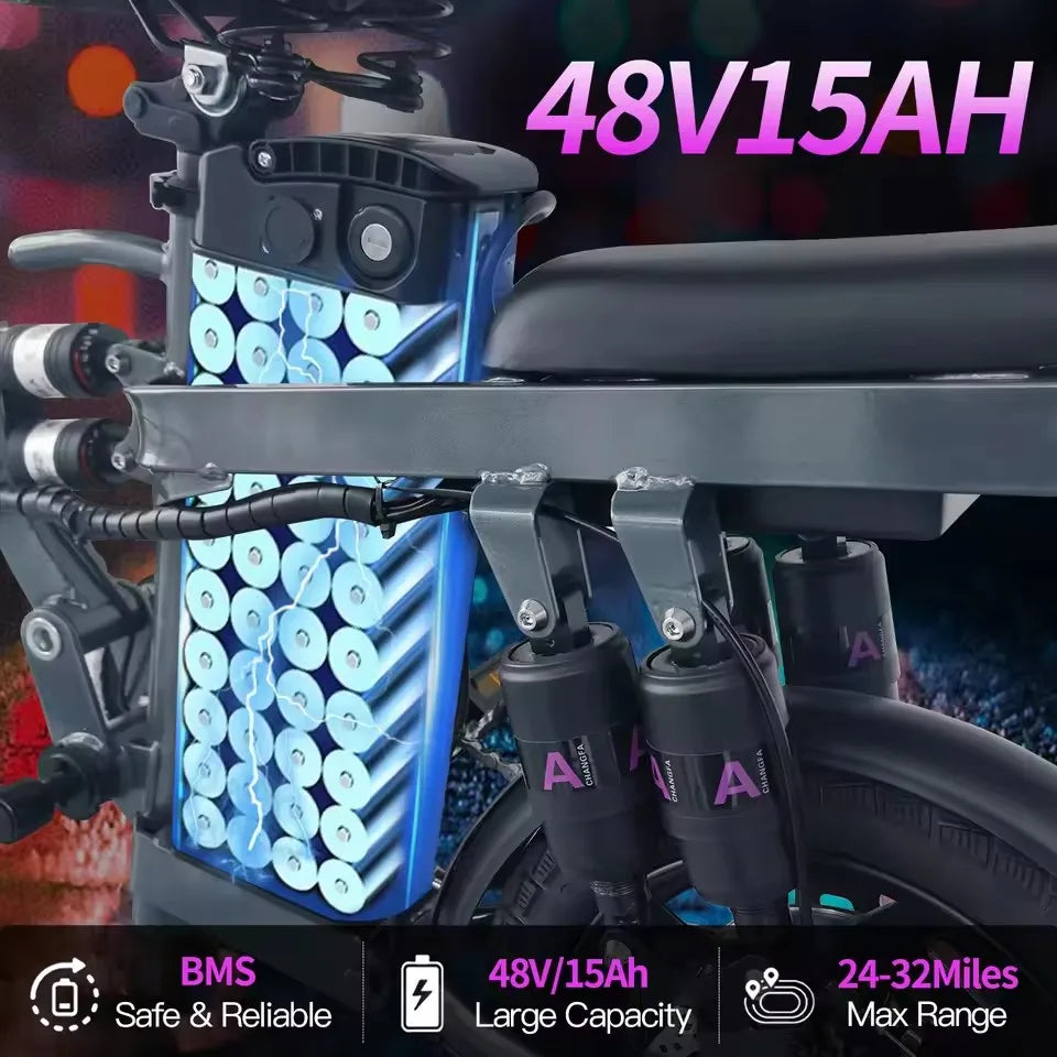 Electric Bikes for Adults,25MPH Fast Folding Ebike Bicycle With Shock Absorbers,600W Peak Motor,24-32Miles Commuter Ebikes